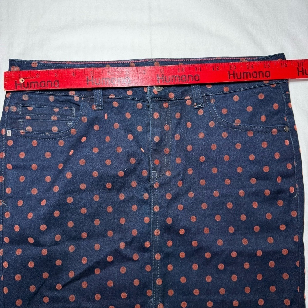 PILCRO & the Letterpress 28 Blue Denim Polka Dots Pencil Skirt Anthropologie - Picture 4 of 8